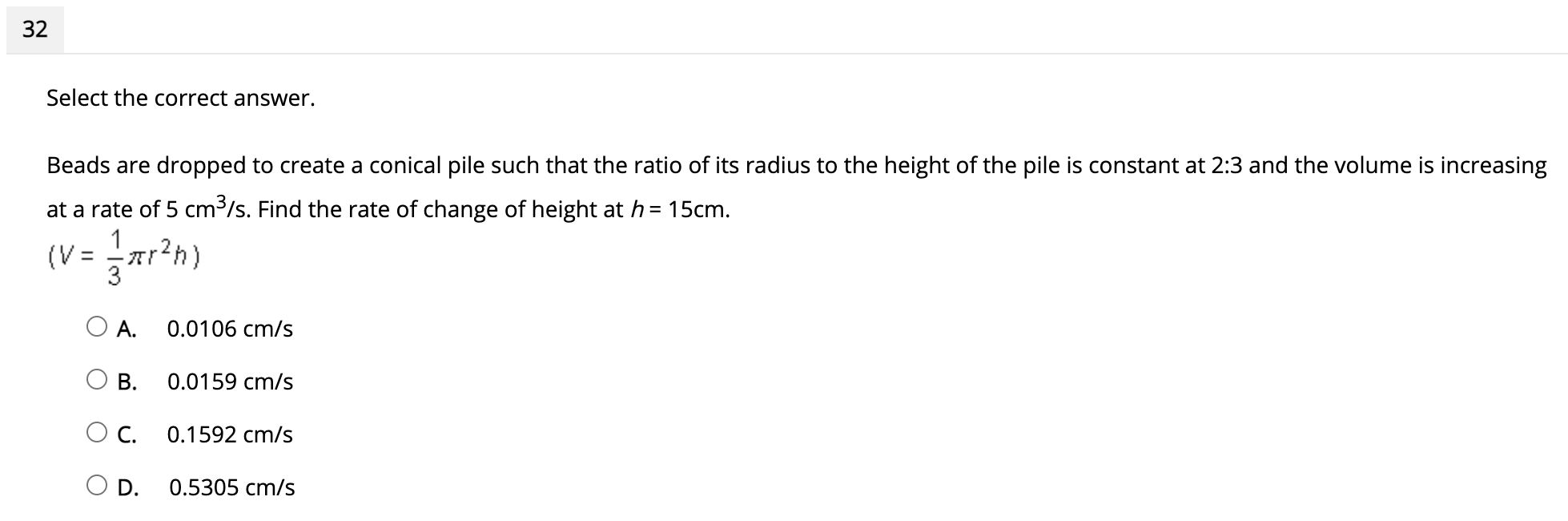 I'll give helpful rating. 31 Select the correct answer. The radius of