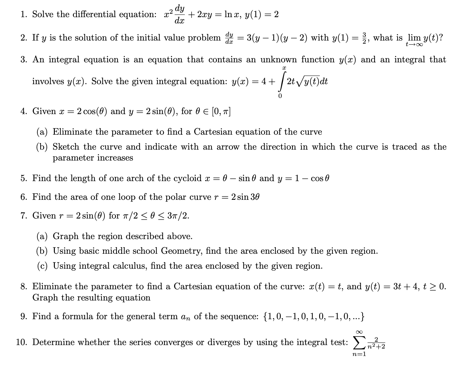  10. d . Solve the differential equation: x2y + 2mg =