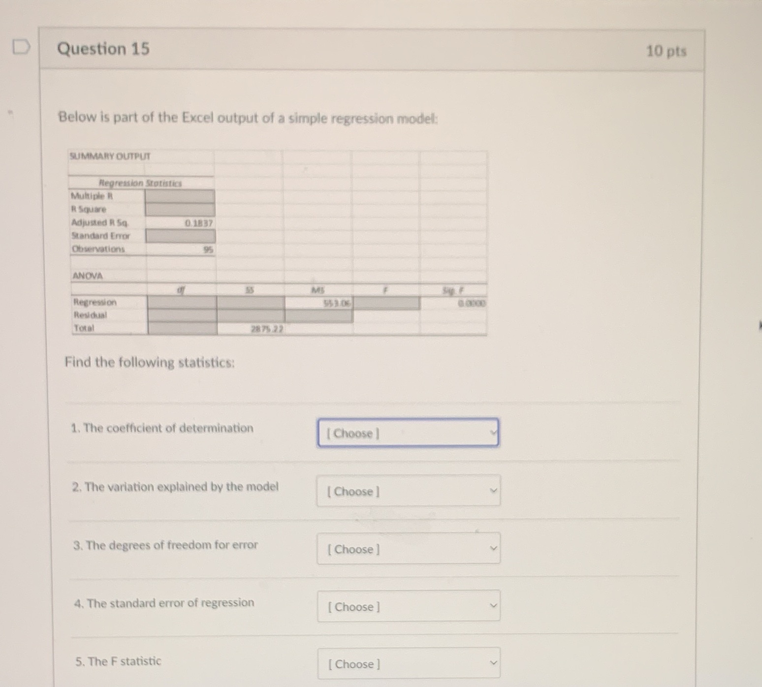 Please answer 1-5 D Question 15 10 pts Below is part of