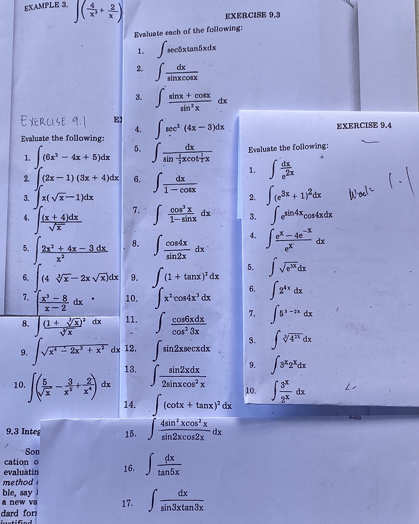 This is Differential and Integral Calculus. 9.1 , 9.3 , 9.4 I