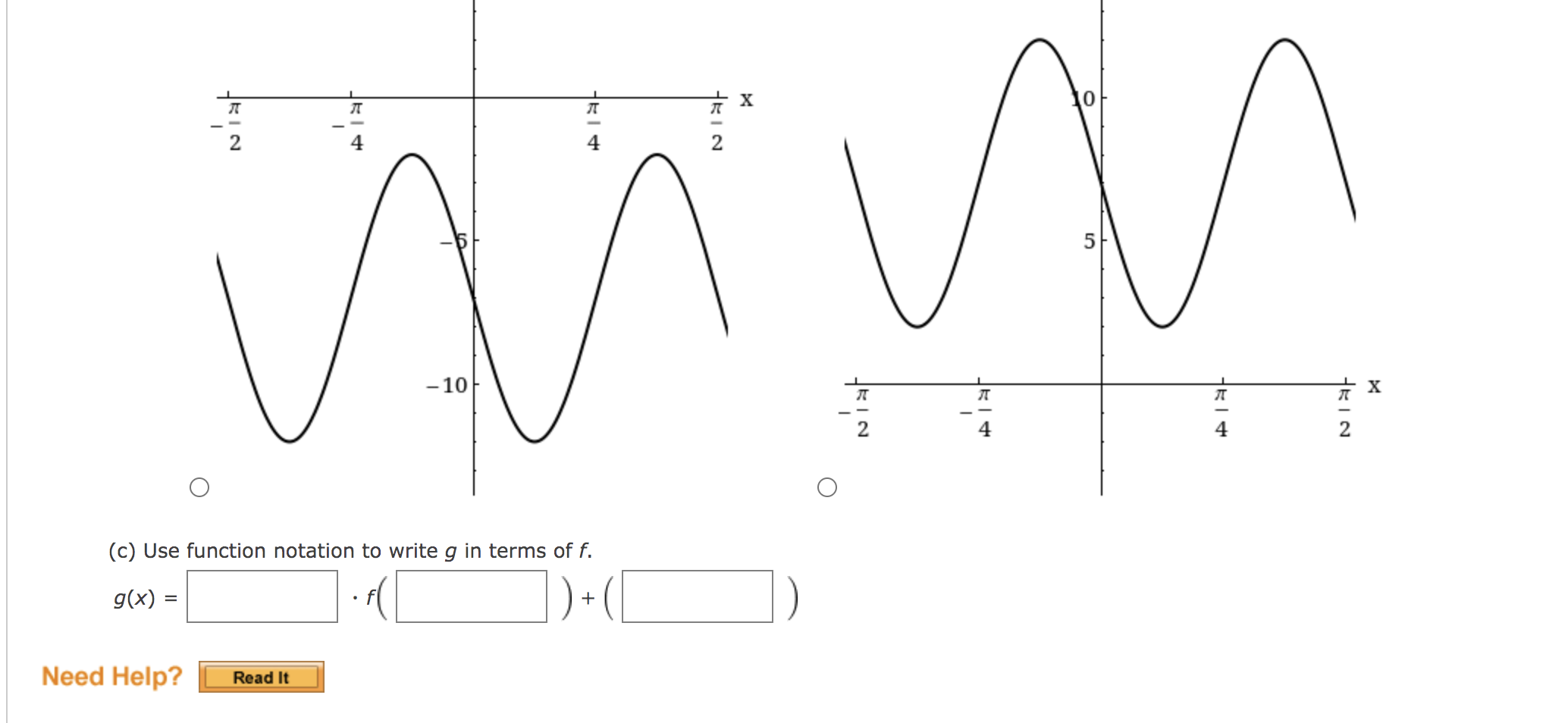 sin(x). g(x) = 7 sin(4x 7r) 5 (a) Describe the sequence of