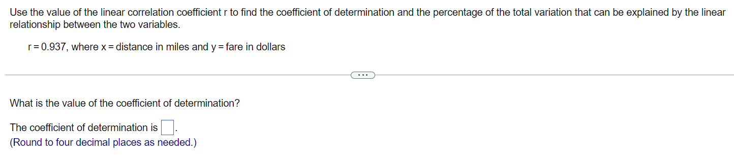  Use the value of the linear correlation coefficient r to find