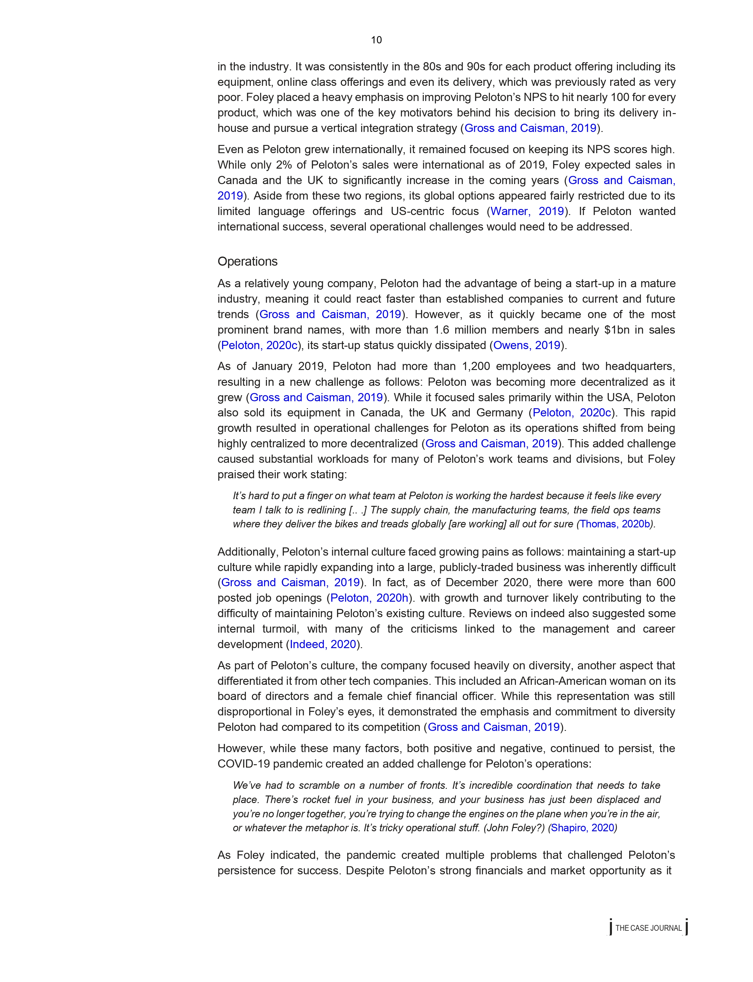 a range of motivations to develop and then launch his business. Applying