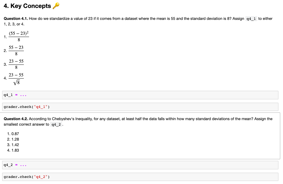  4. Key Concepts Question 4.1. How do we standardize a value