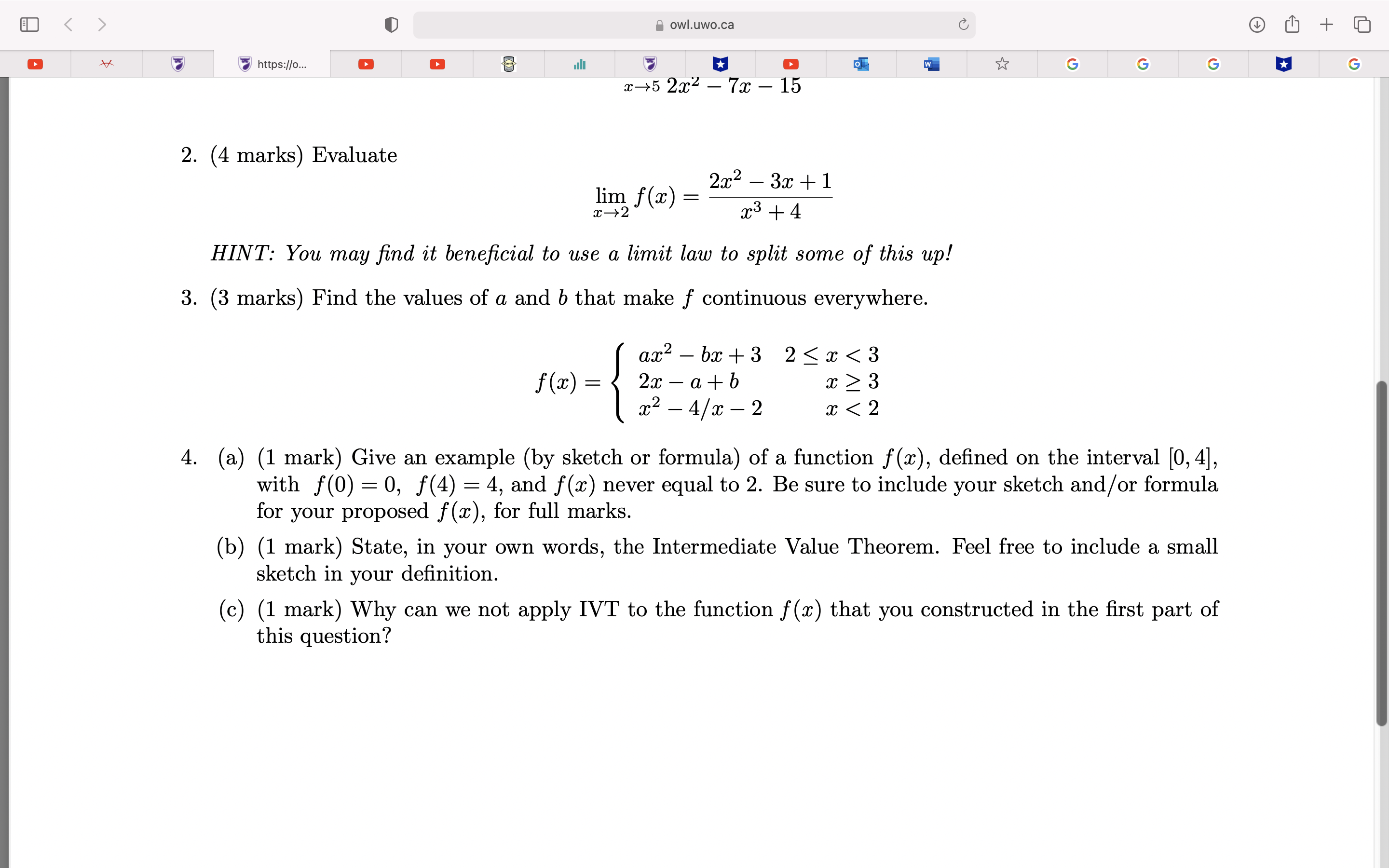 D W G G G G For full credit, ensure you show