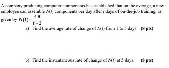 A company producing computer components has established that on the average,