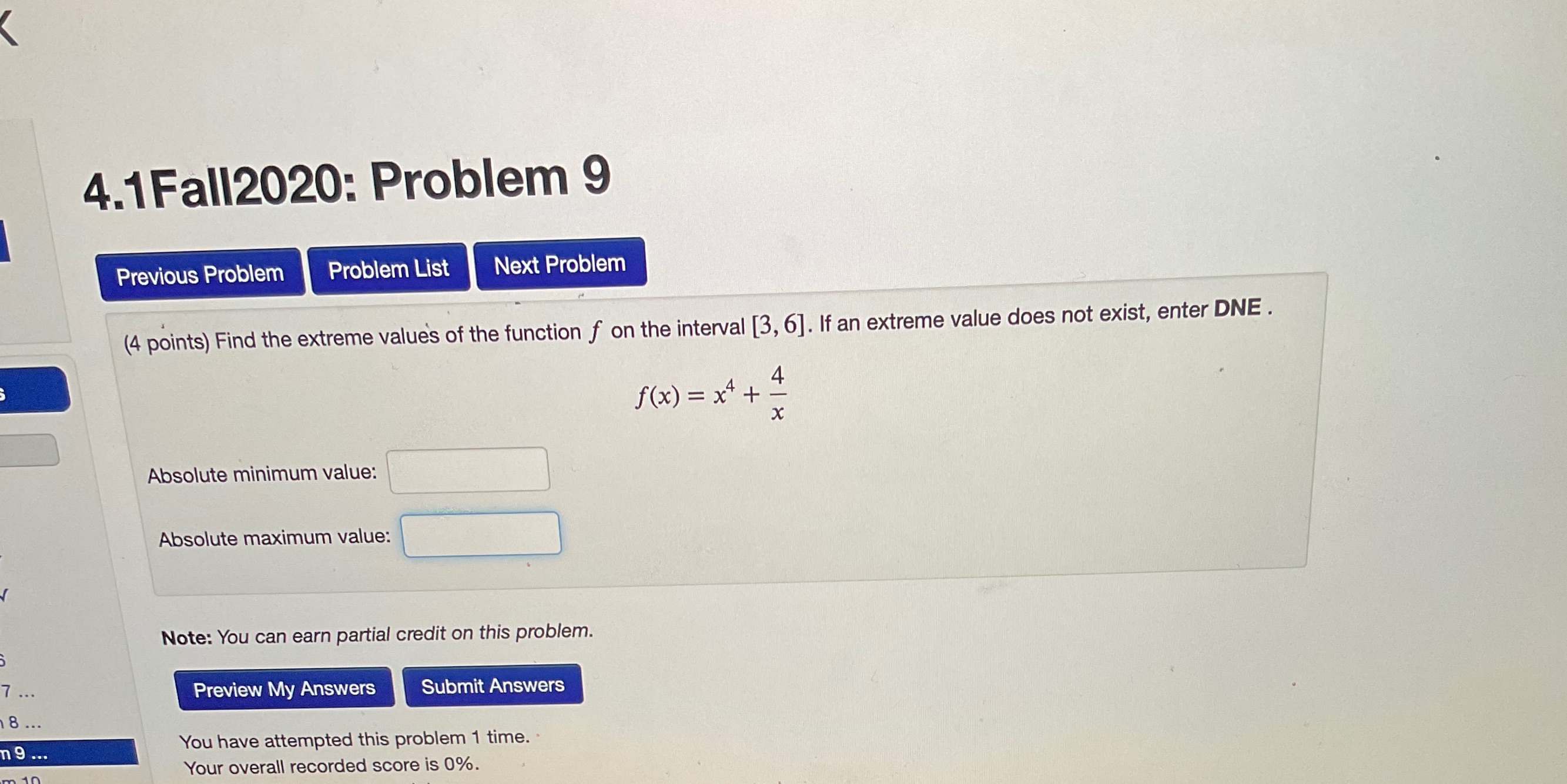  4.1 Fall2020: Problem 9 Previous Problem Problem List Next Problem (4