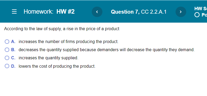 cause a leftward movement on the demand curve. Homework: HW #2 O