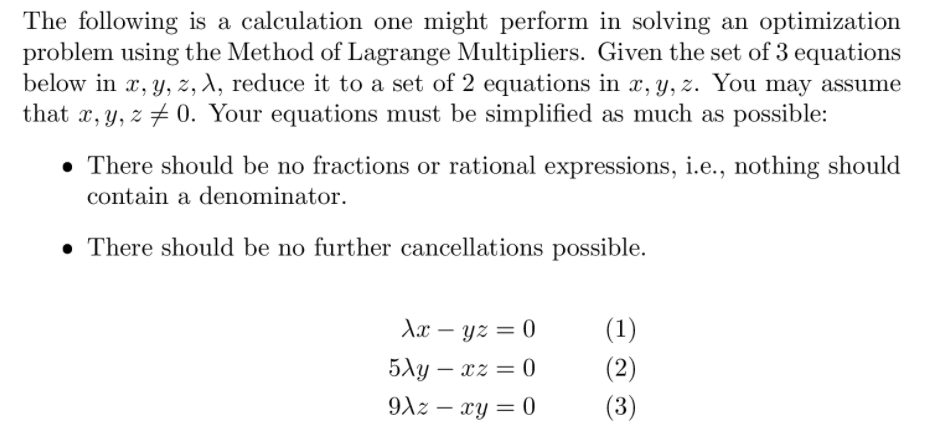  The following is a calculation one might perform in solving an
