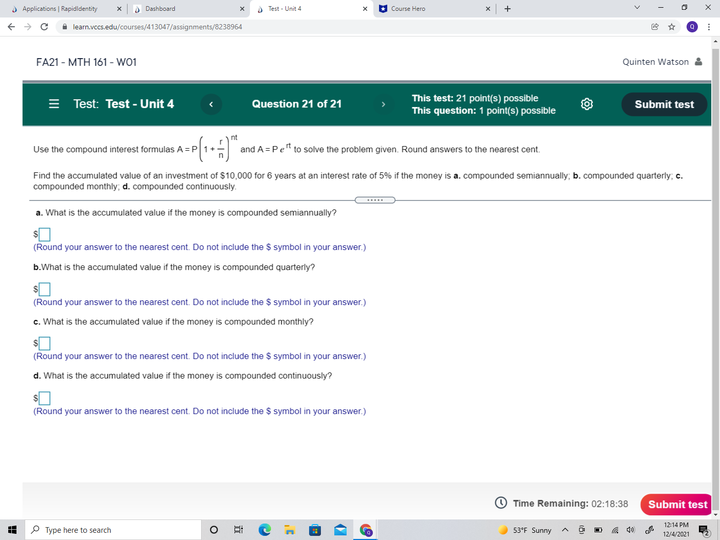  Applications | RapidIdentity * | Dashboard X Test - Unit 4