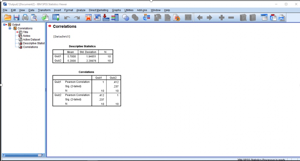  "Output2 [Document2] - IBM SPSS Statistics Viewer O X File Edit