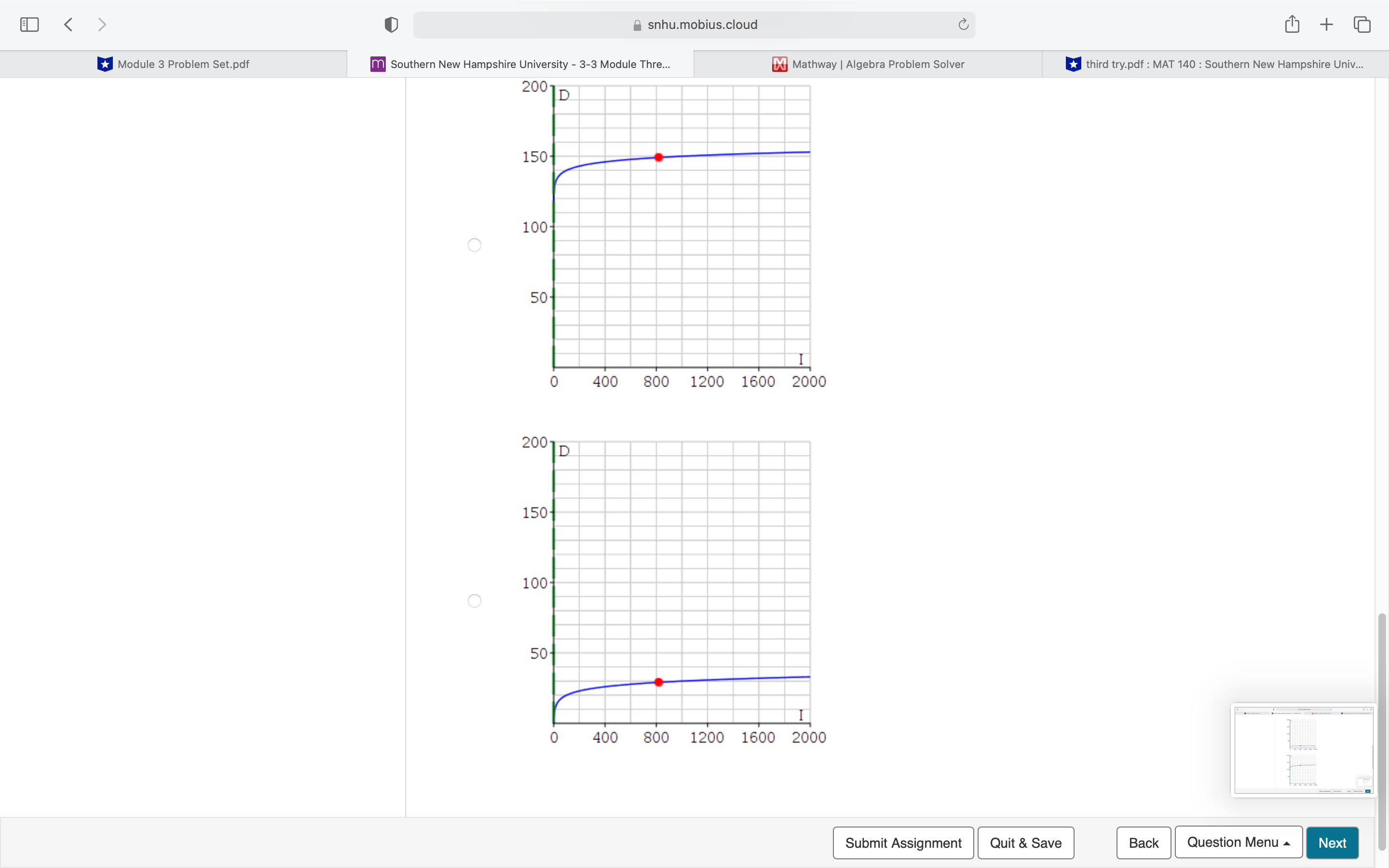 Problem Set.pdf Southern New Hampshire University - 3-3 Module Thre... W Mathway