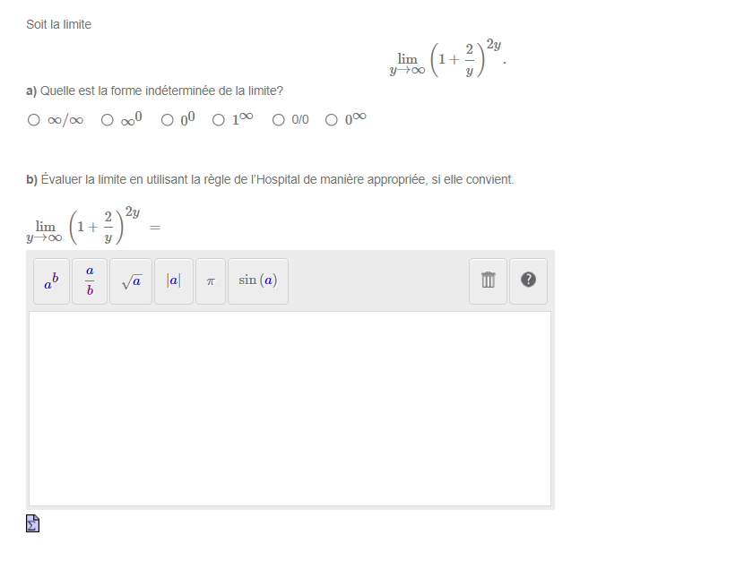 b Va a 7 sin (a) ? FORMAT de la REPONSE: Donnez