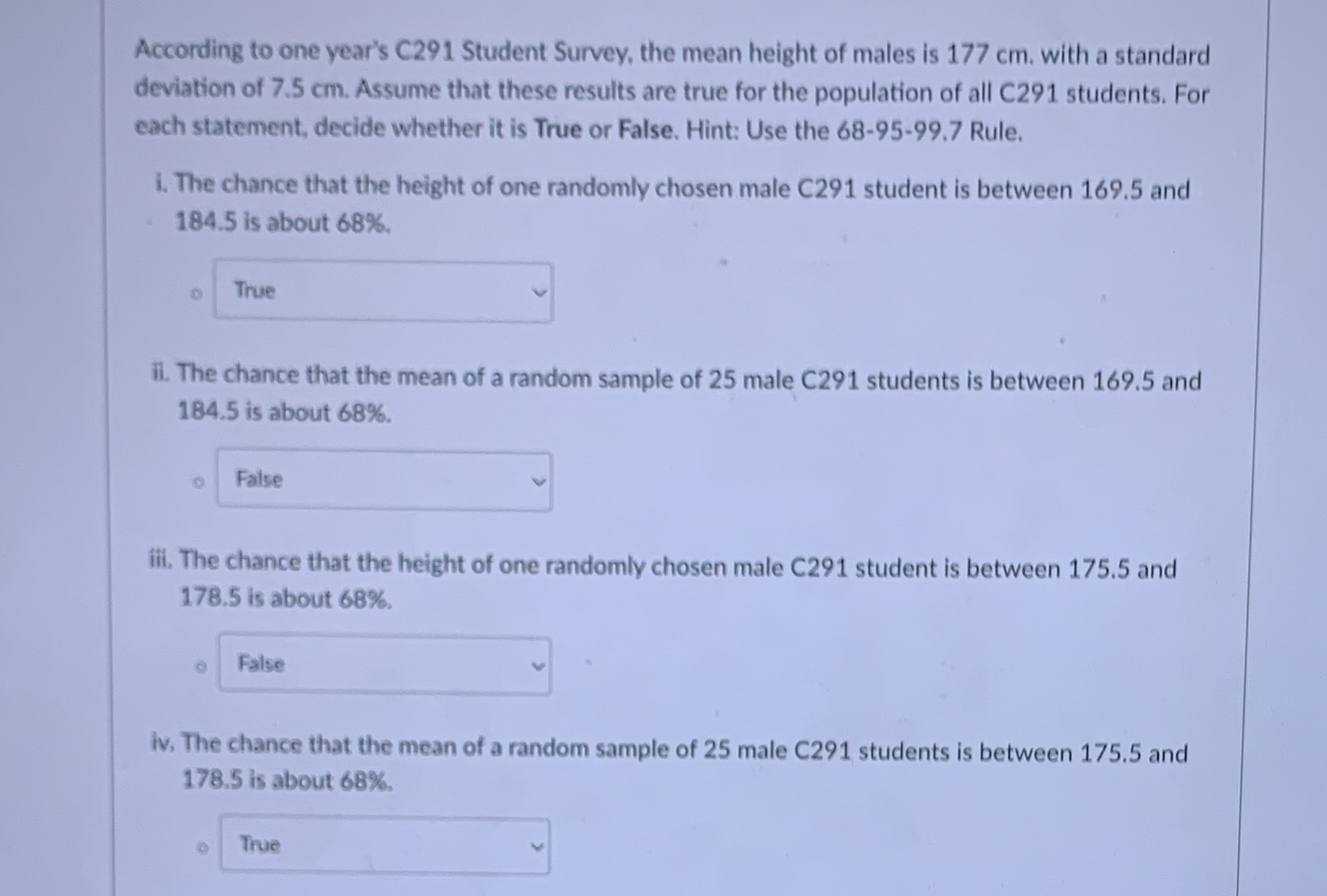 Explain how we got the 4th answer According to one year's C291