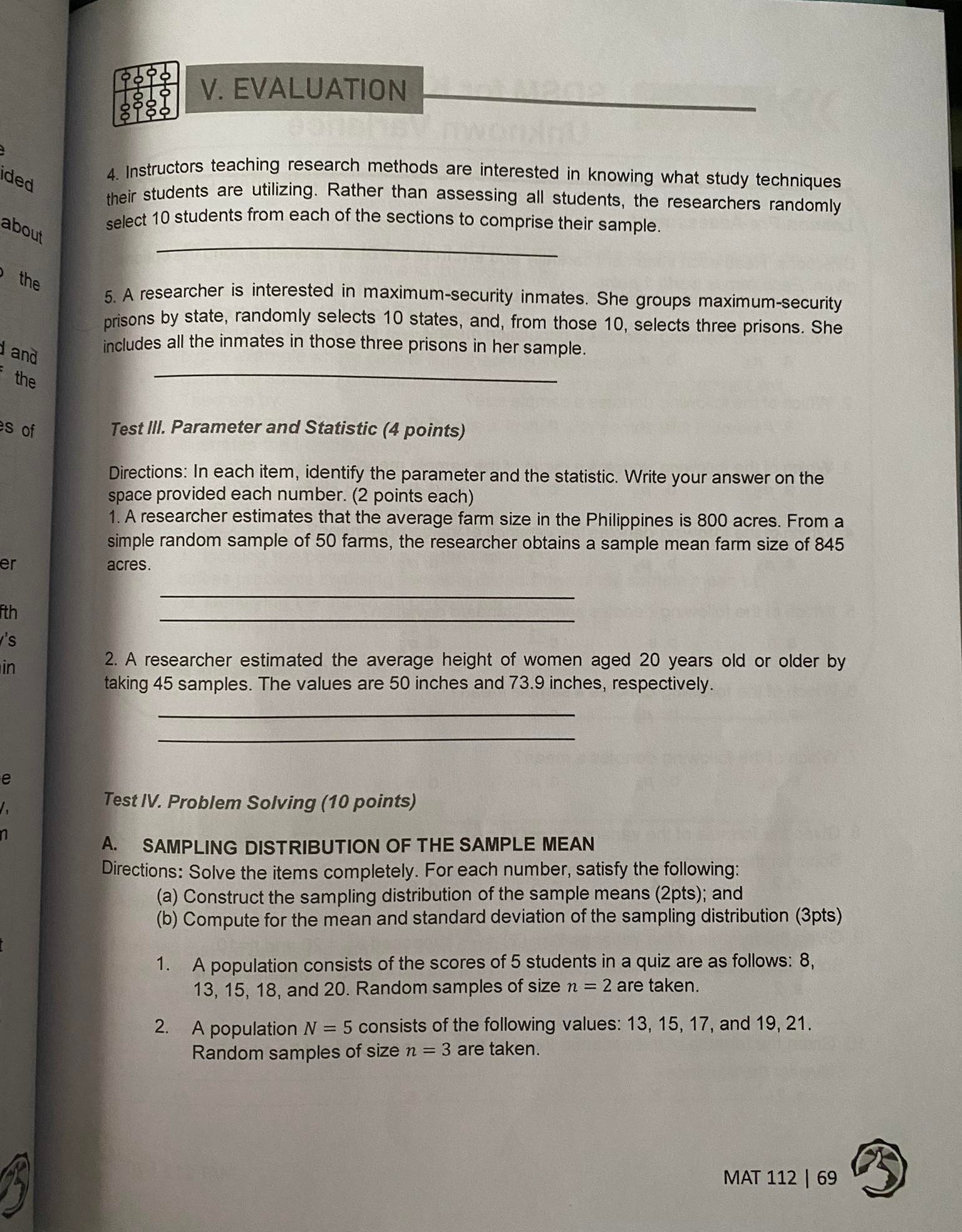 Directions: For each item, write TRUE if the statement is true and