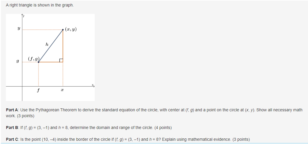  A right triangle is shown in the graph. (my) Part A: