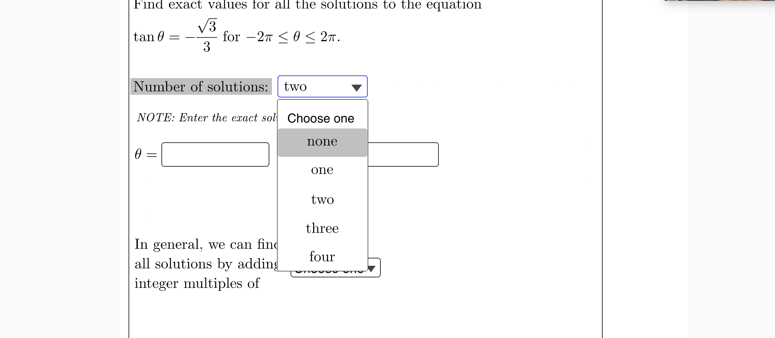 bind exact values tor all the solutions to the equation tang