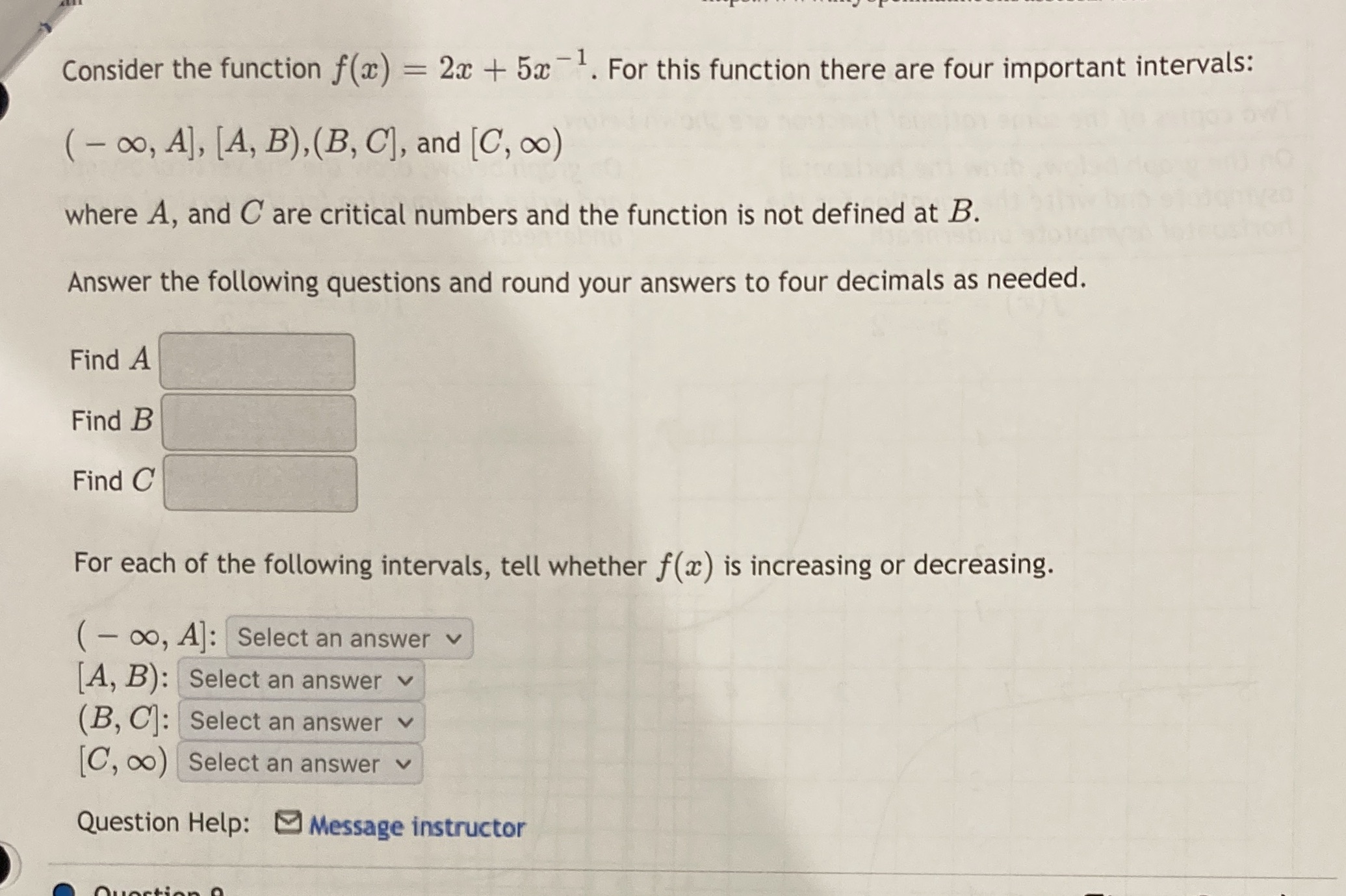 Calculus with maximum minimum relationships Consider the function f(a) = 2x +