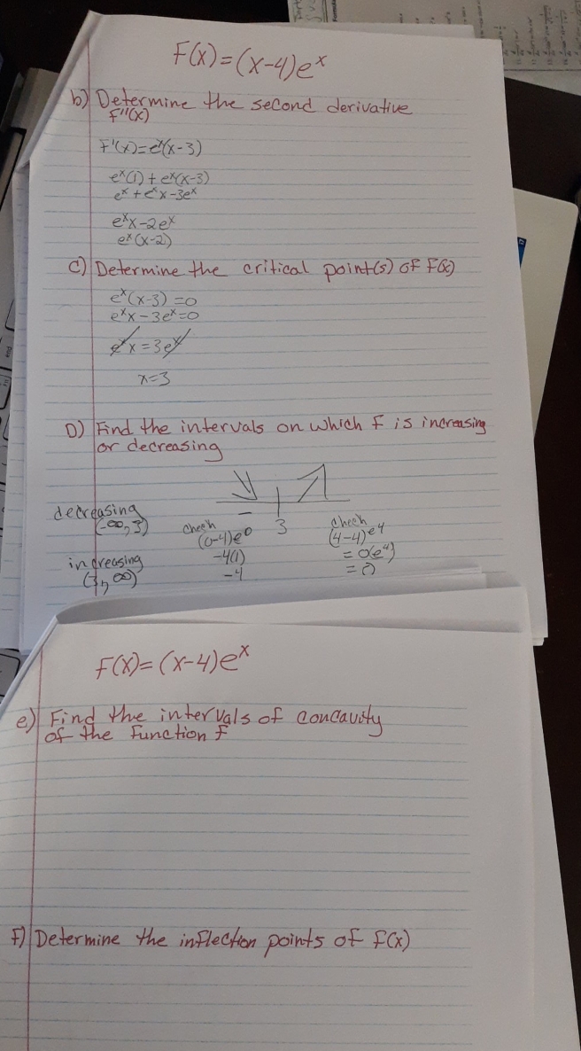 please show all steps for e and f F ( x )