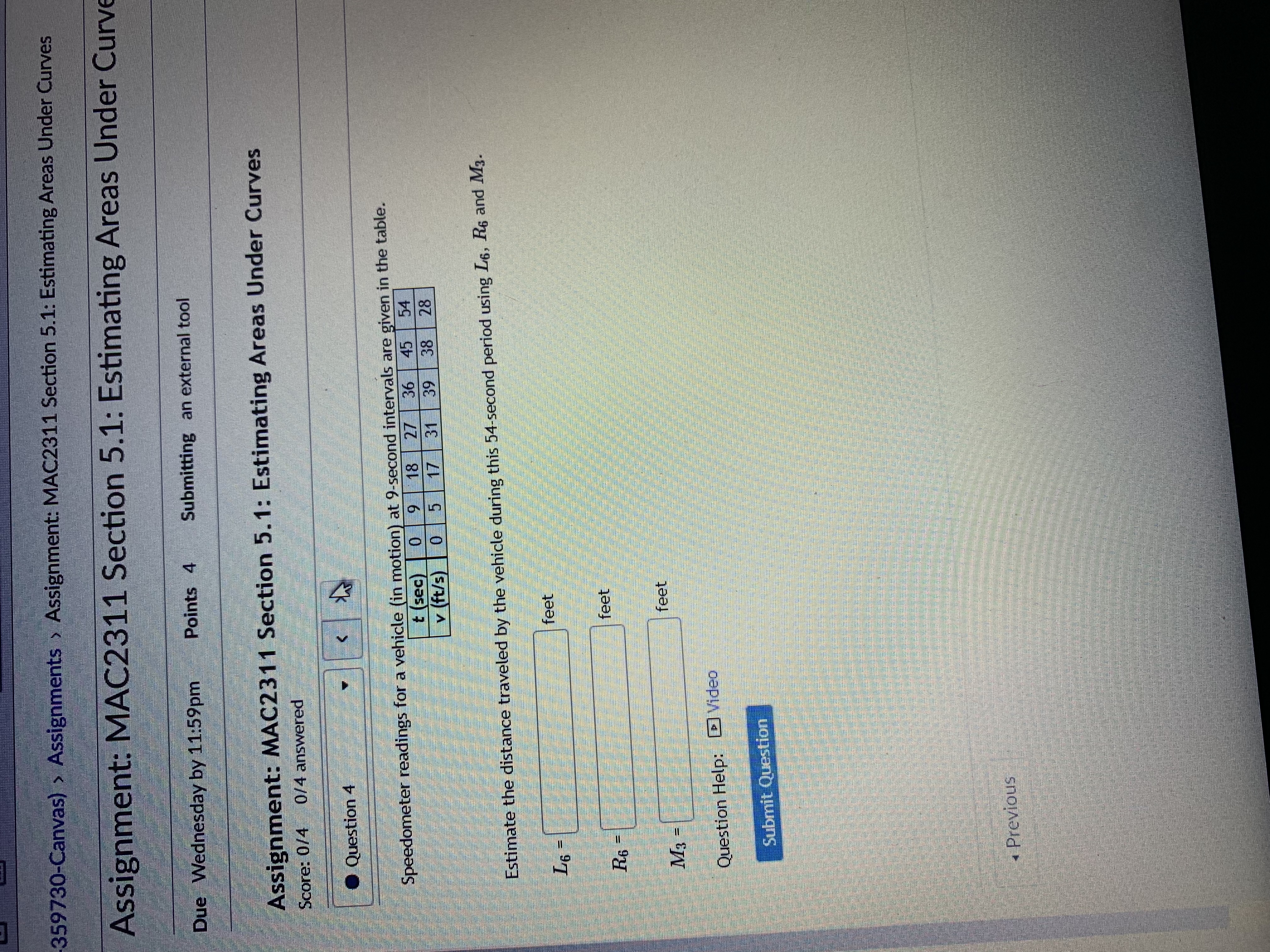 11:59pm Points 4 Submitting an external tool Assignment: MAC2311 Section 5.1: Estimating