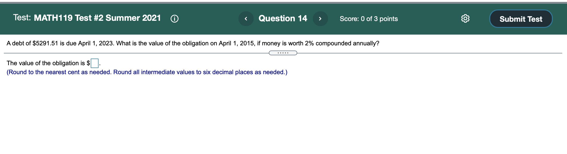 1.7% semi-annually 11 years The present value is $El. (Round to the