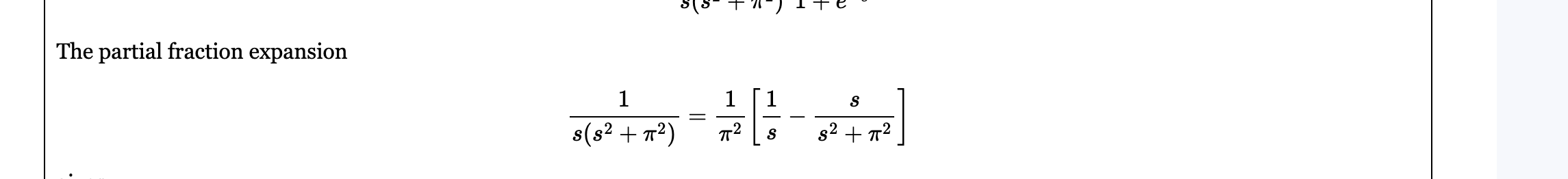 The partial fraction expansion S(S2 + T2) s