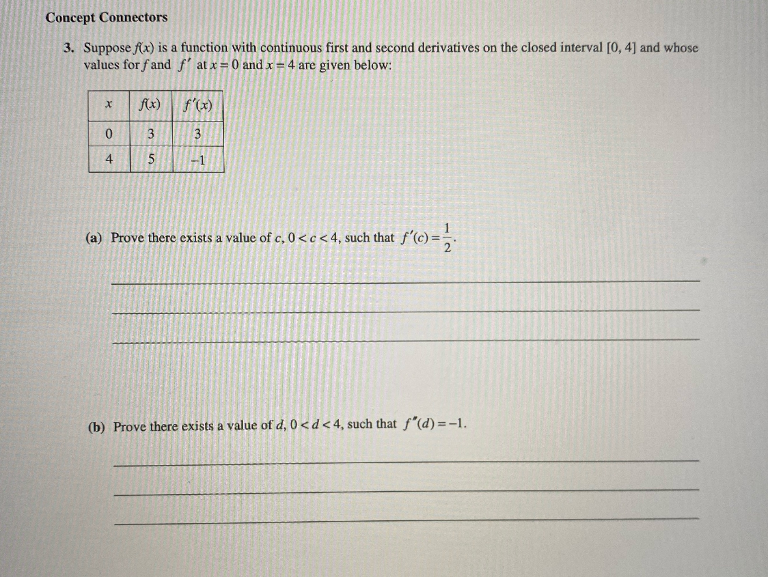 Please help Concept Connectors 3. Suppose f(x) is a function with continuous