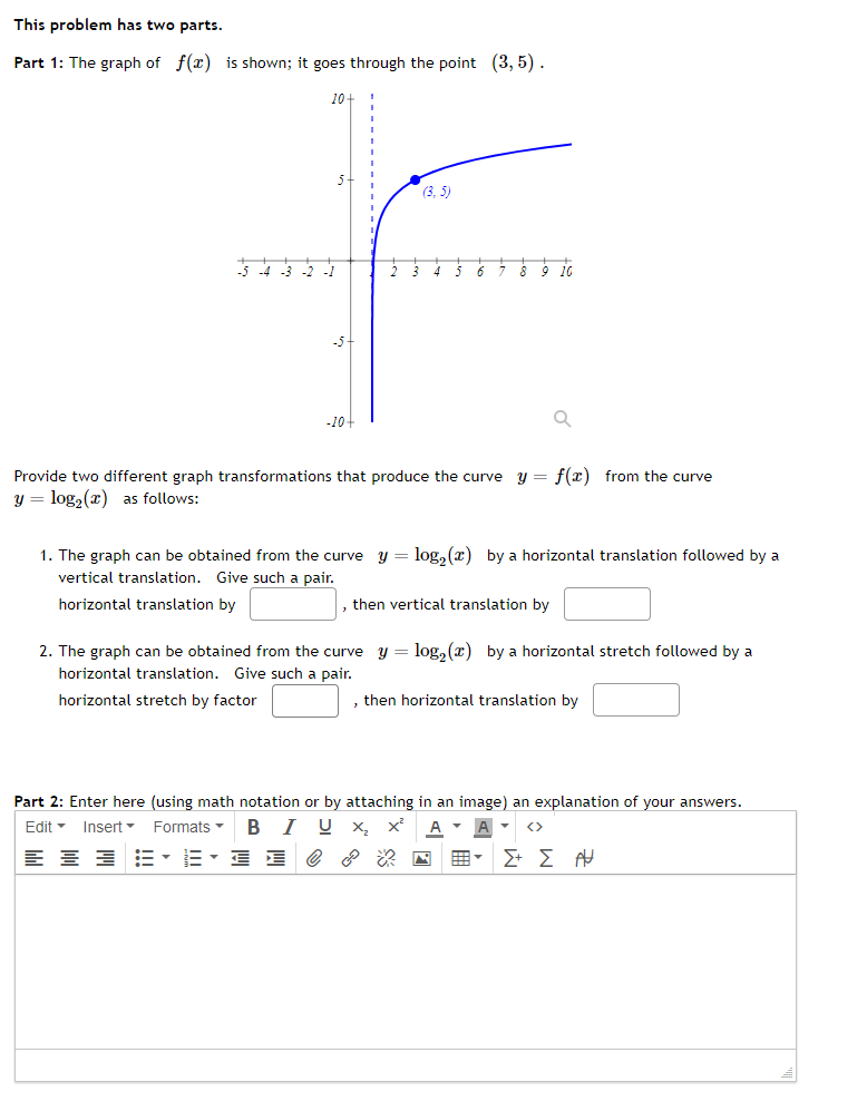 help please This problem has two parts. Part 1: The graph of
