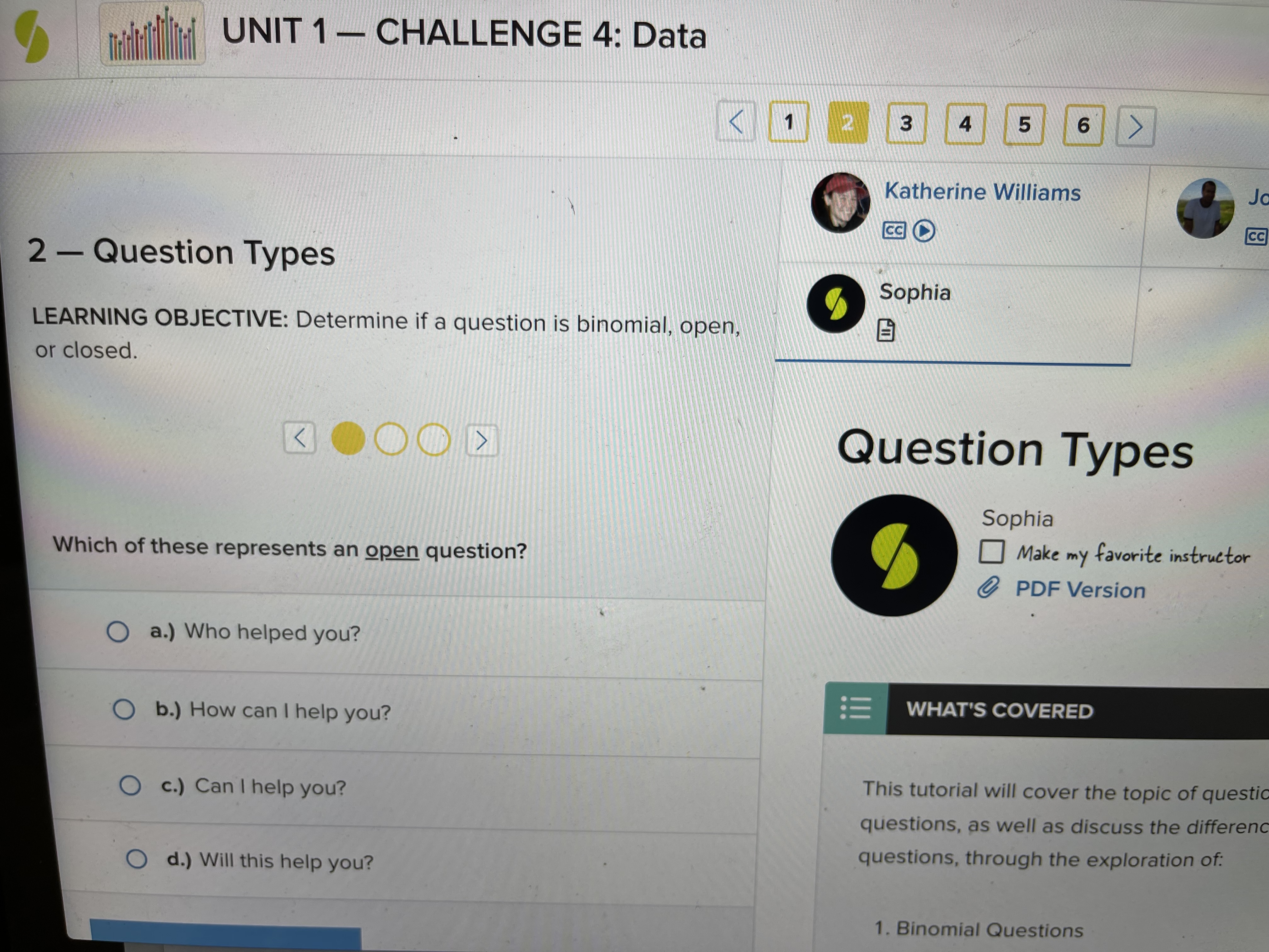 UNIT 1 - CHALLENGE 4: Data 1 3 4 5 6