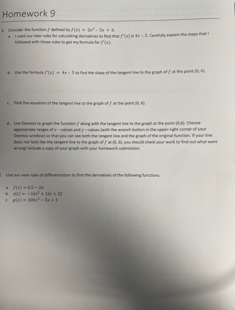  Homework 9 1. Consider the function / defined by f (x)