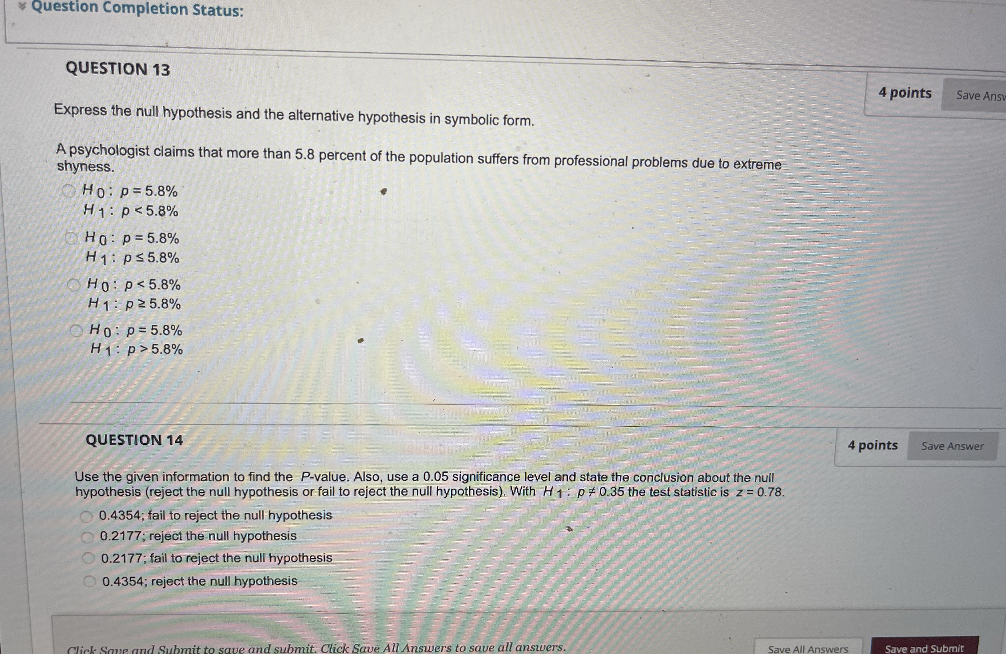 Question Completion Status: QUESTION 13 4 points Save Ans Express the