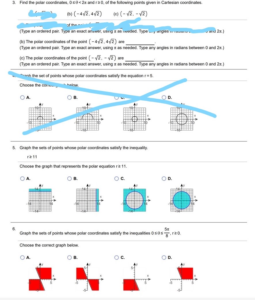 Please answer for 3 (b), (c), 5, and 6 in the first