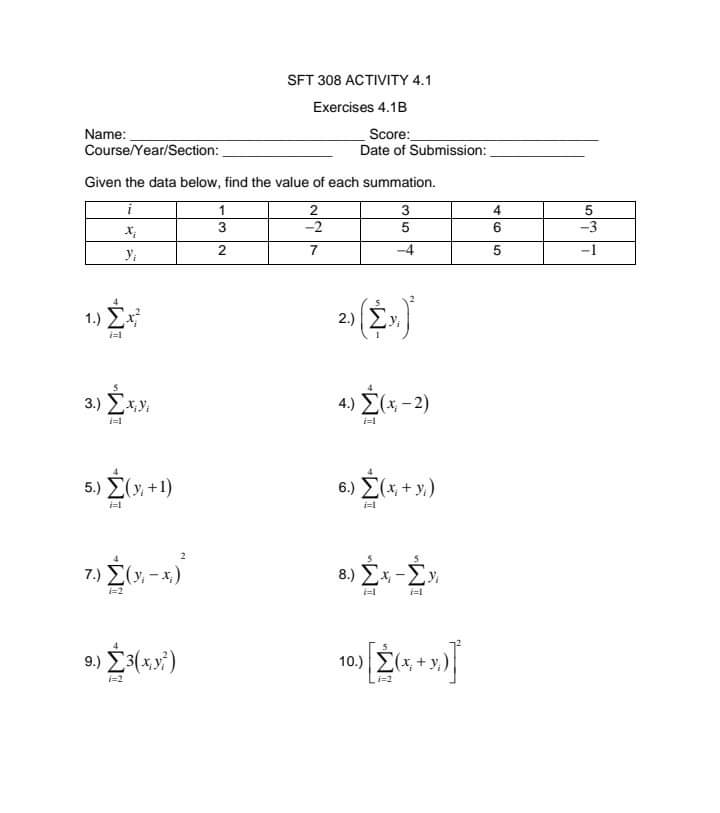 Submission: 1. Express the following in expanded form 1.) Ex 1=1 2.)