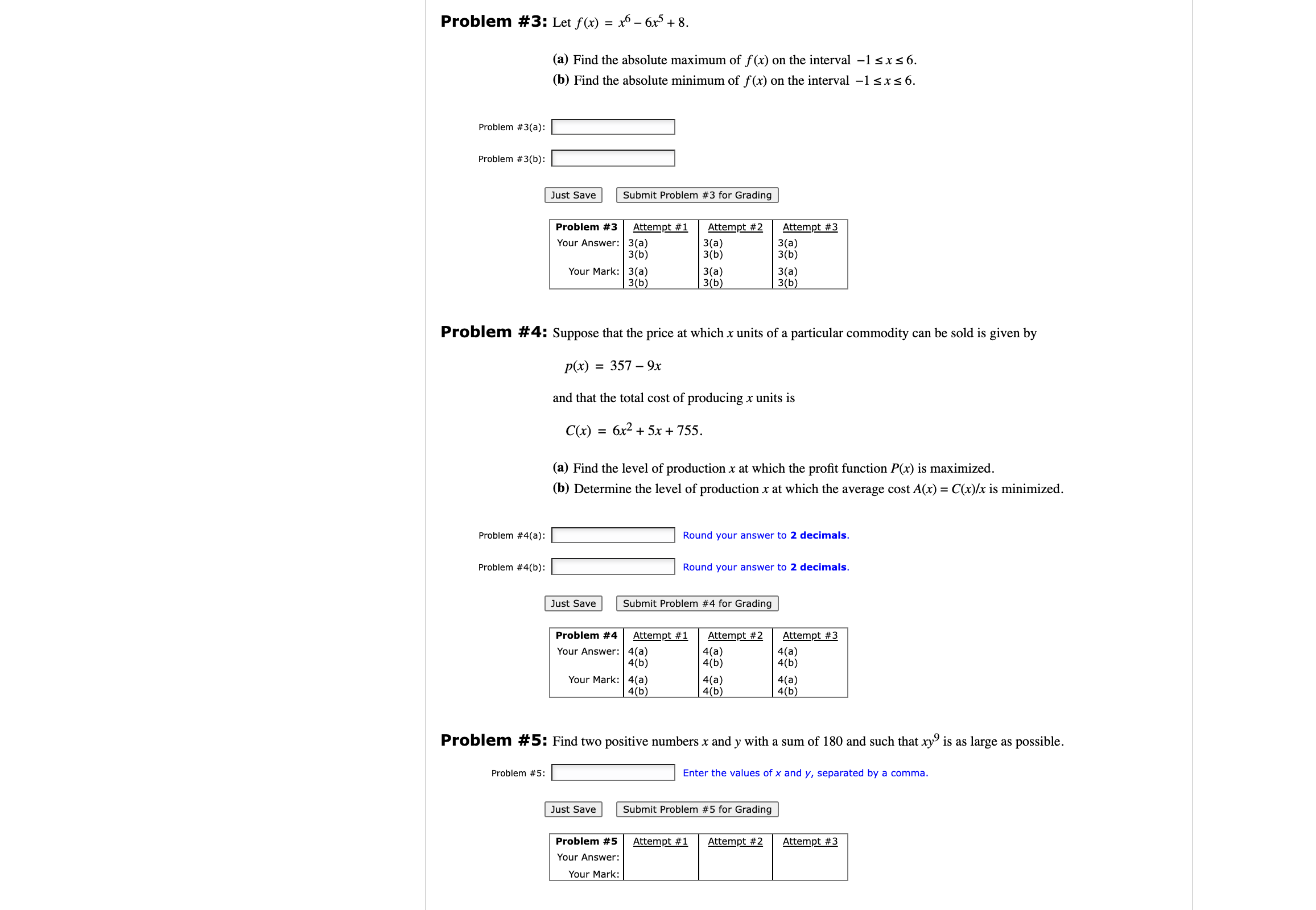 S 6. (I!) Find the absolute minimum of f (x) on the