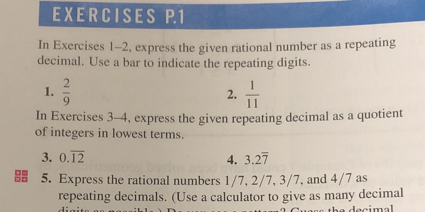 How do i solve 3 and 4 EXERCISES P.1 In Exercises 1-2,