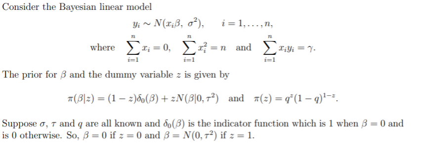 Tiyi = 7- i=1 i=1 i=1 The prior for B and the
