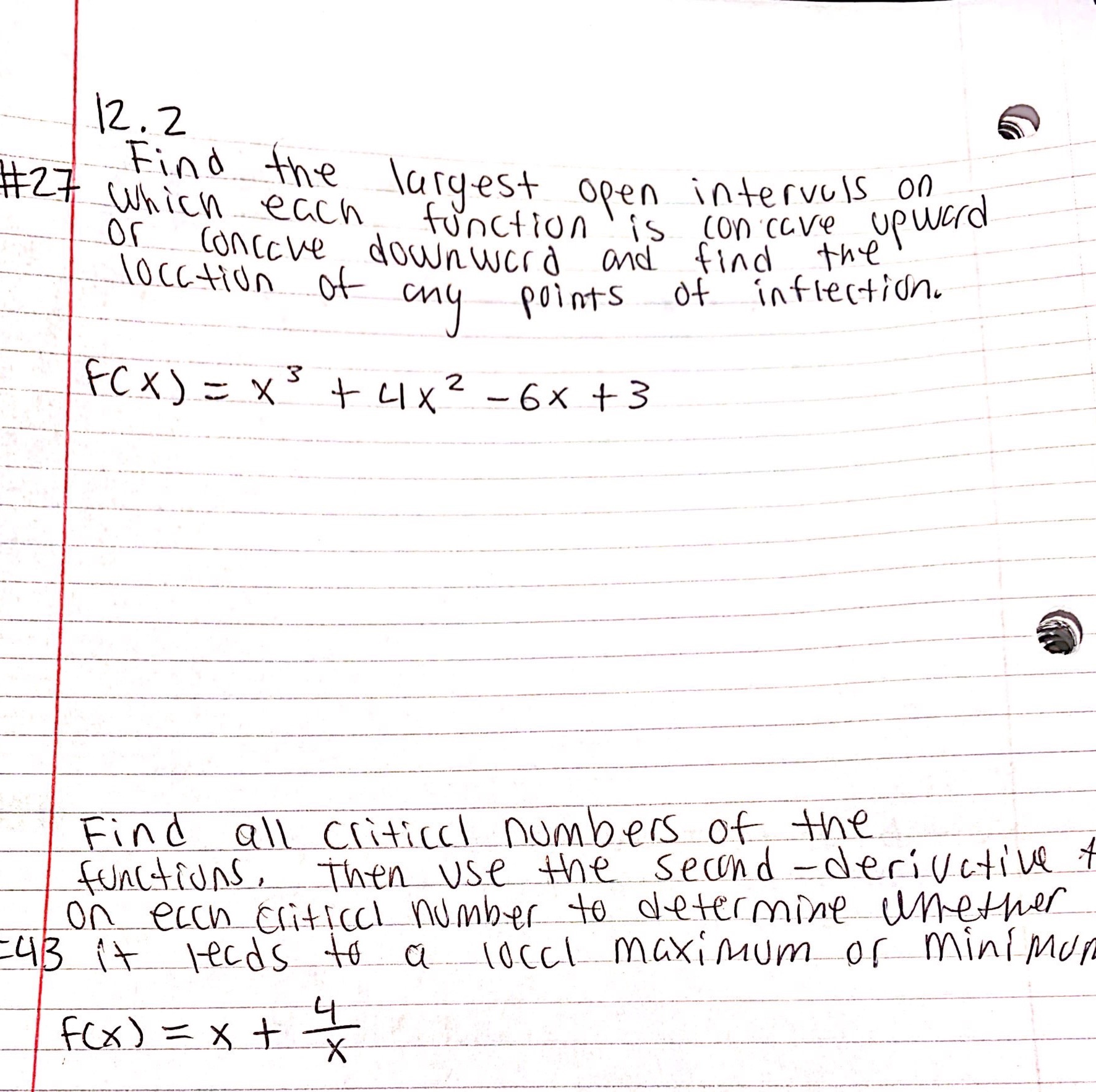 12.2 Find the #27 which each largest open intervals on function
