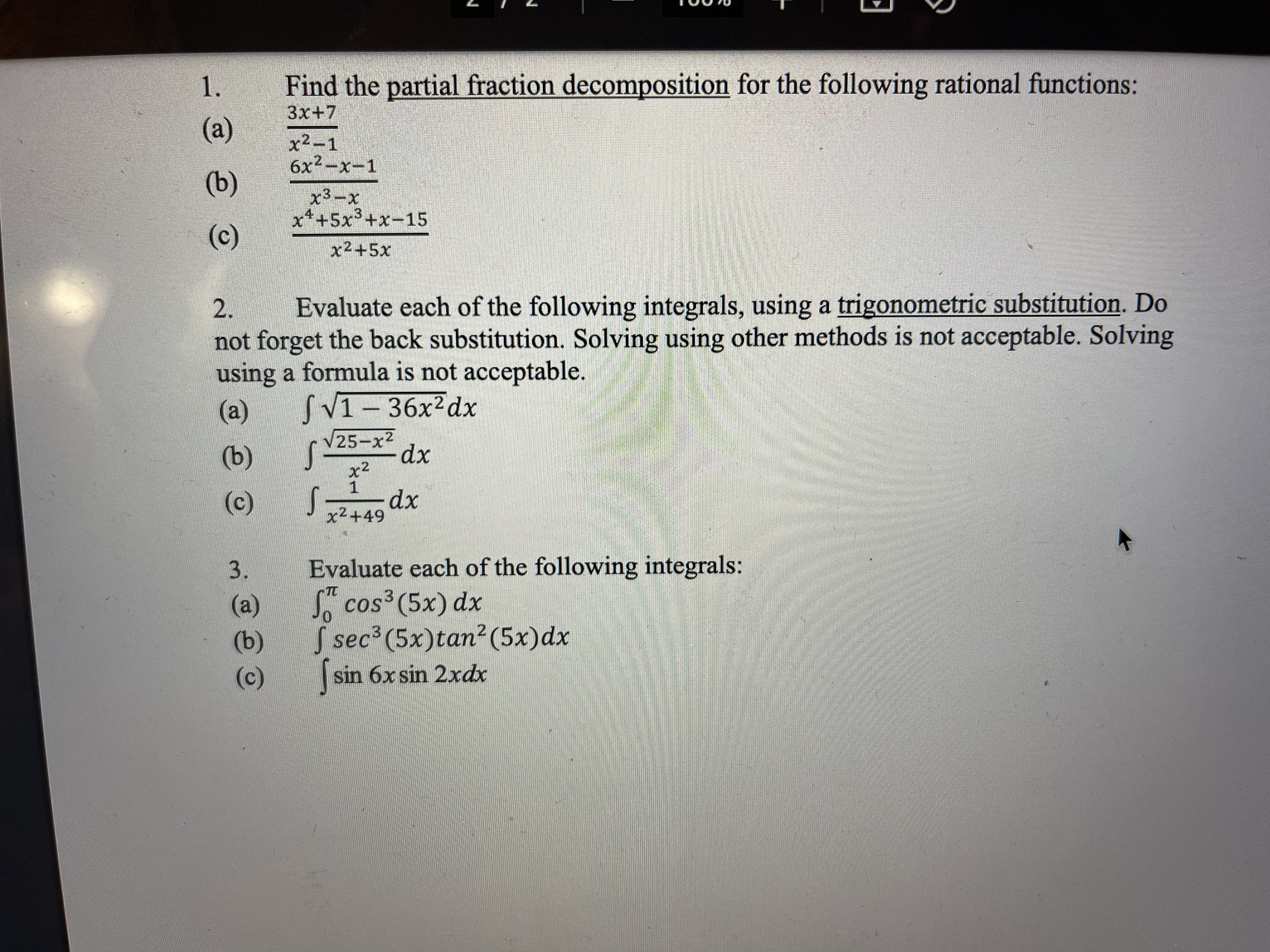 Please help me out. Find the partial fraction decomposition for the following