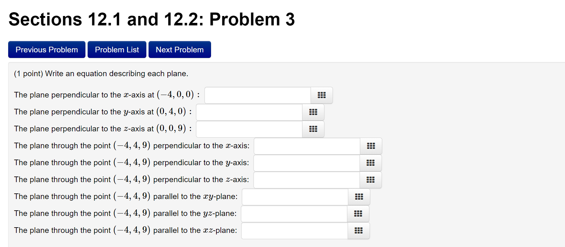 I need help with the following please. Sections 12.1 and 12.2: Problem