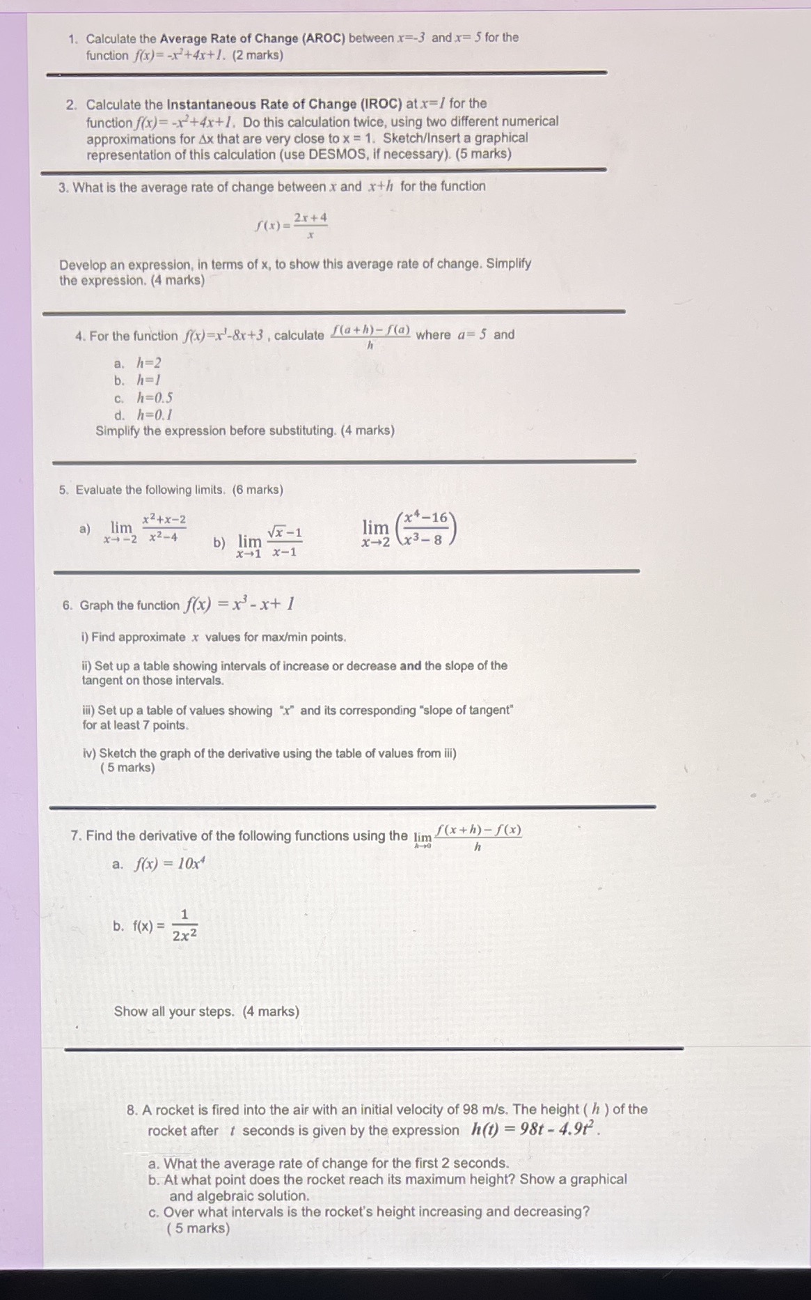 Hello I need some help with these 8 questions. If you could