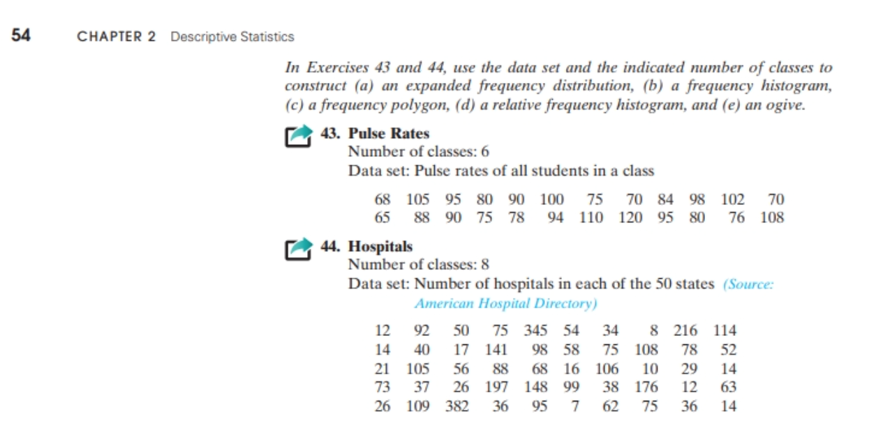  54 CHAPTER 2 Descriptive Statistics In Exercises 43 and 44, use