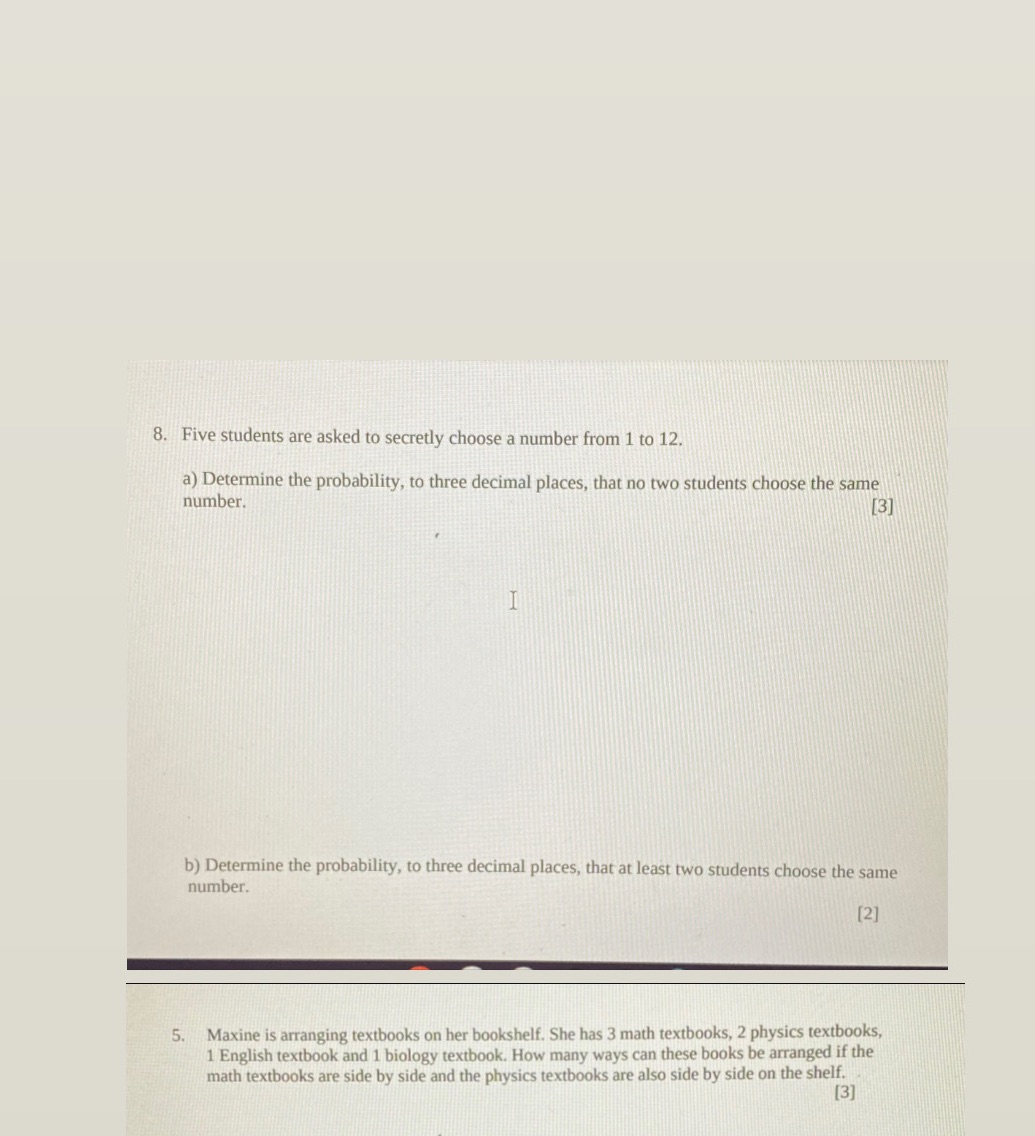Unit 1 Permutations Show all your answers asap please 8. Five students
