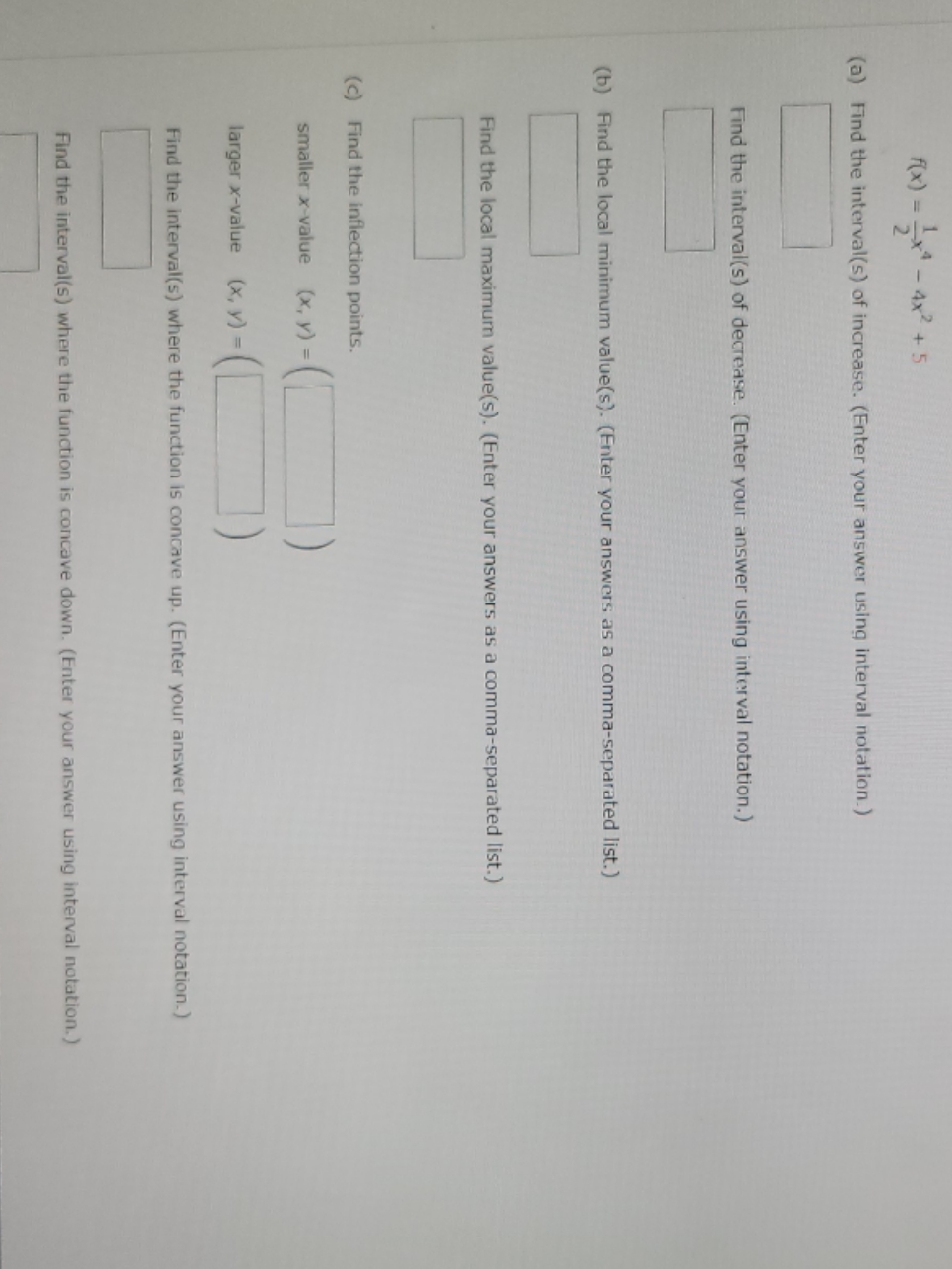 consider the following. (If an answer doesn't exist enter DNE)... please help