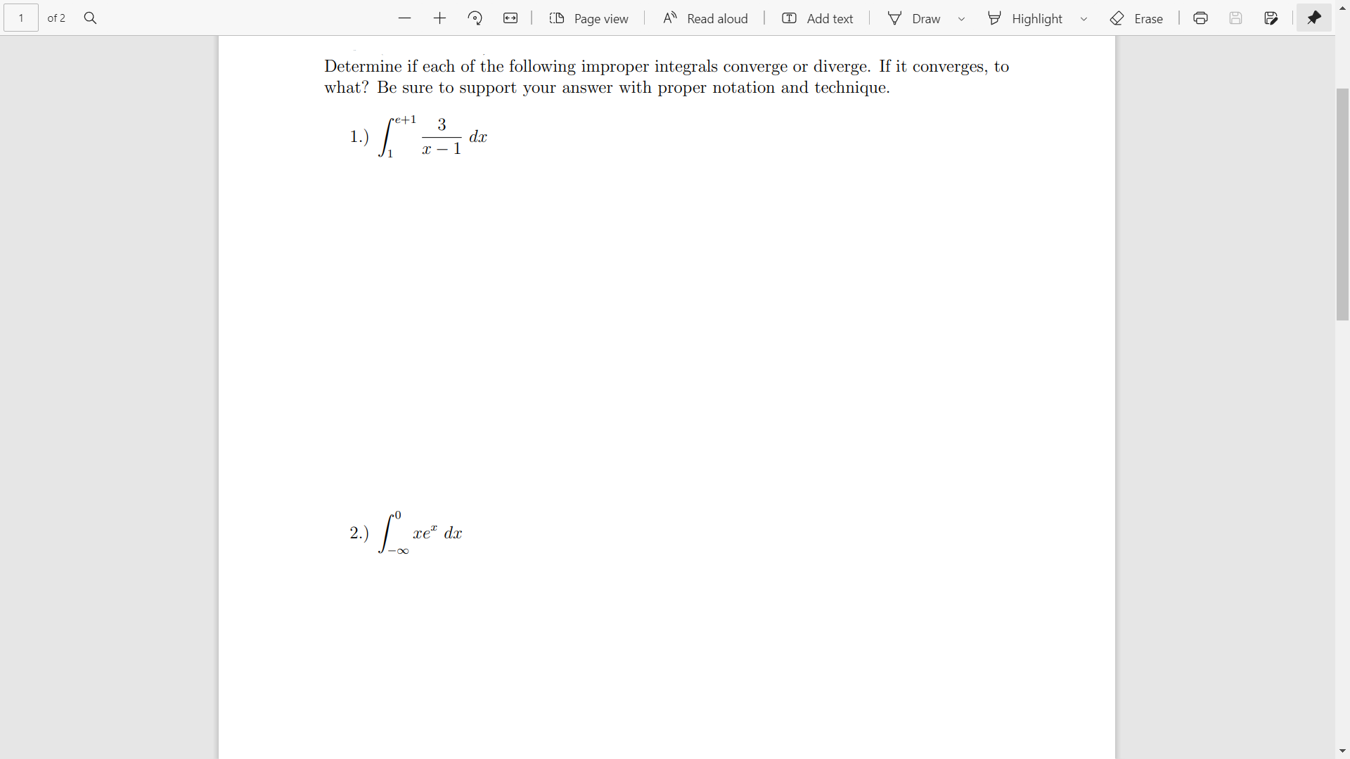 Hello, I am having trouble with these homework problems for my Calculus