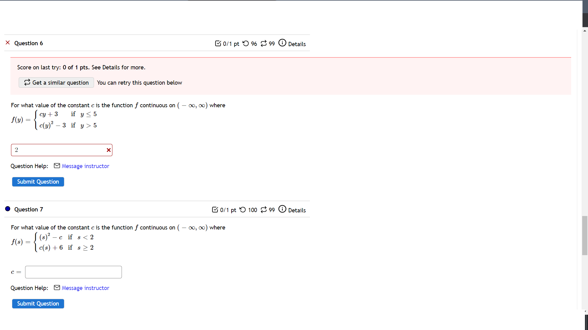  >5 Question Help: 8 Message instructor Submit Question 0 Question 7