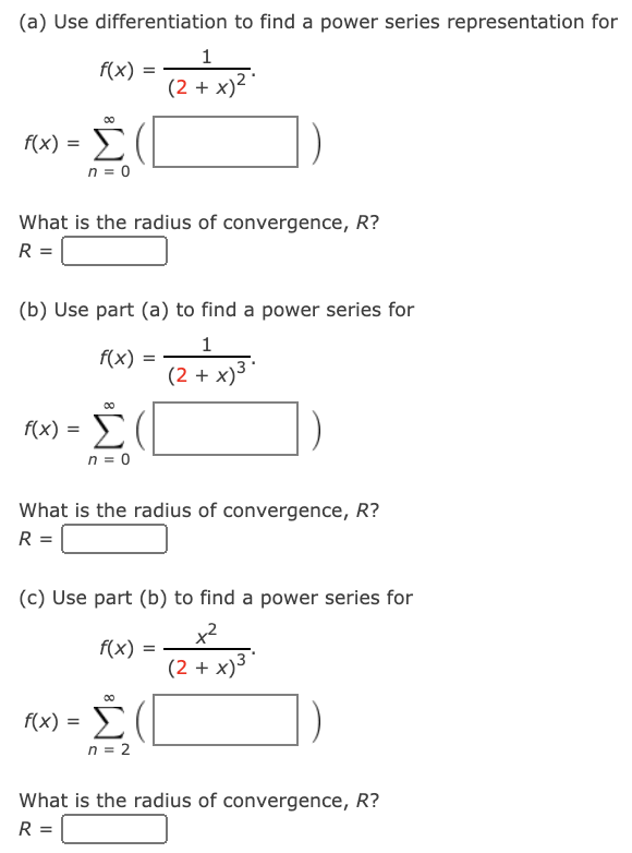 series representation centered at x = 0.) f ( x ) =