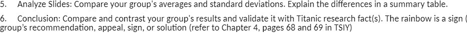 5. Analyze Slides: Compare your group's averages and standard deviations. Explain