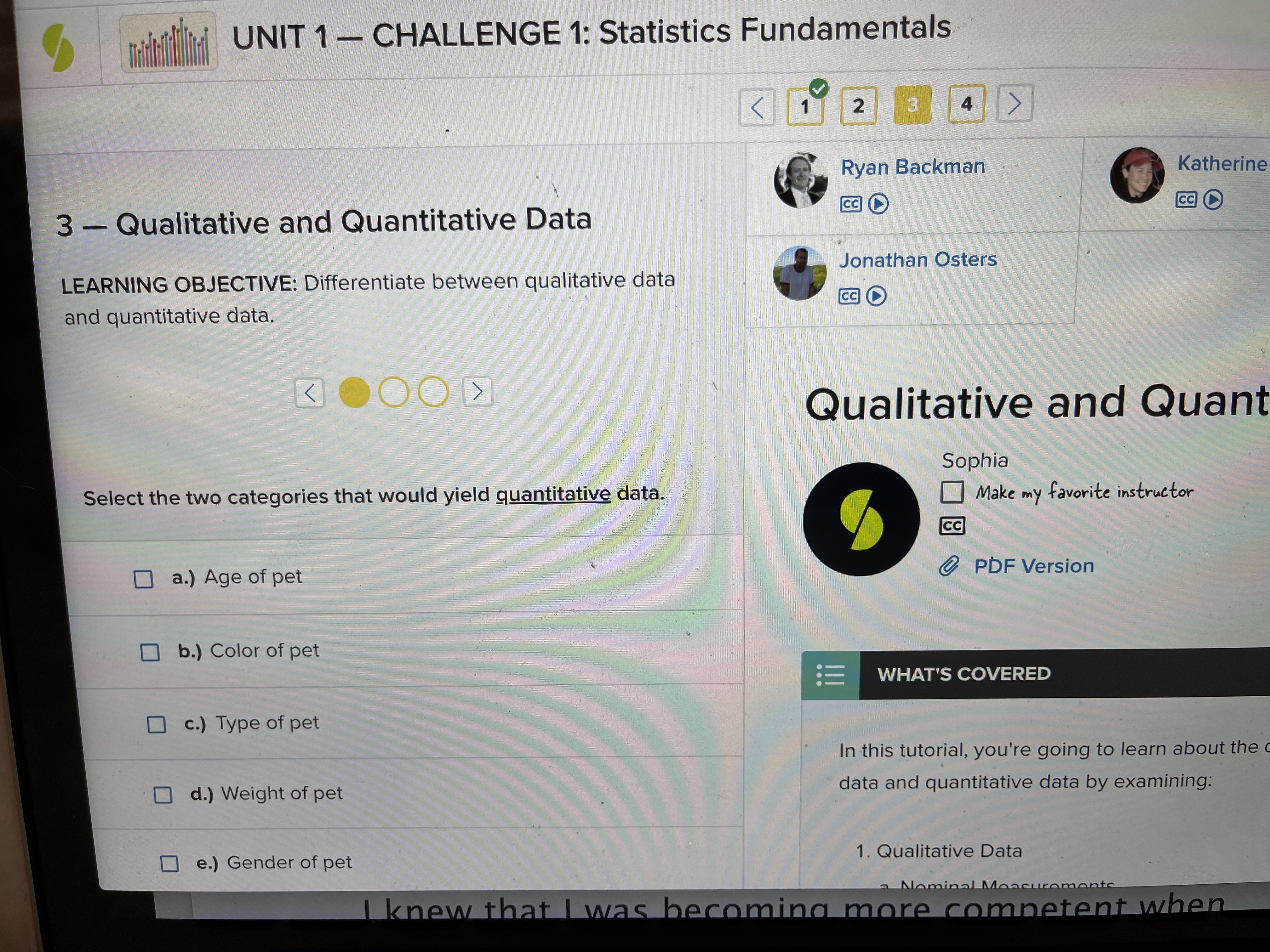 Ryan Backman Jonathan Osters Katherine 3 Qualitative and Quantitative Data LEARNING OBJECTIVE: