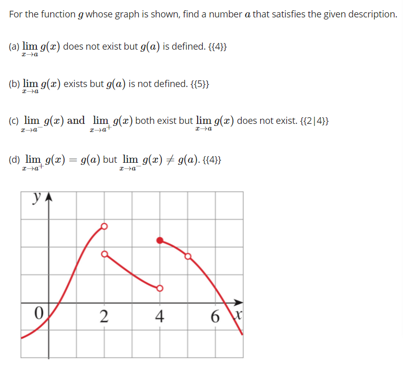 For the function g whose graph is shown, find a number
