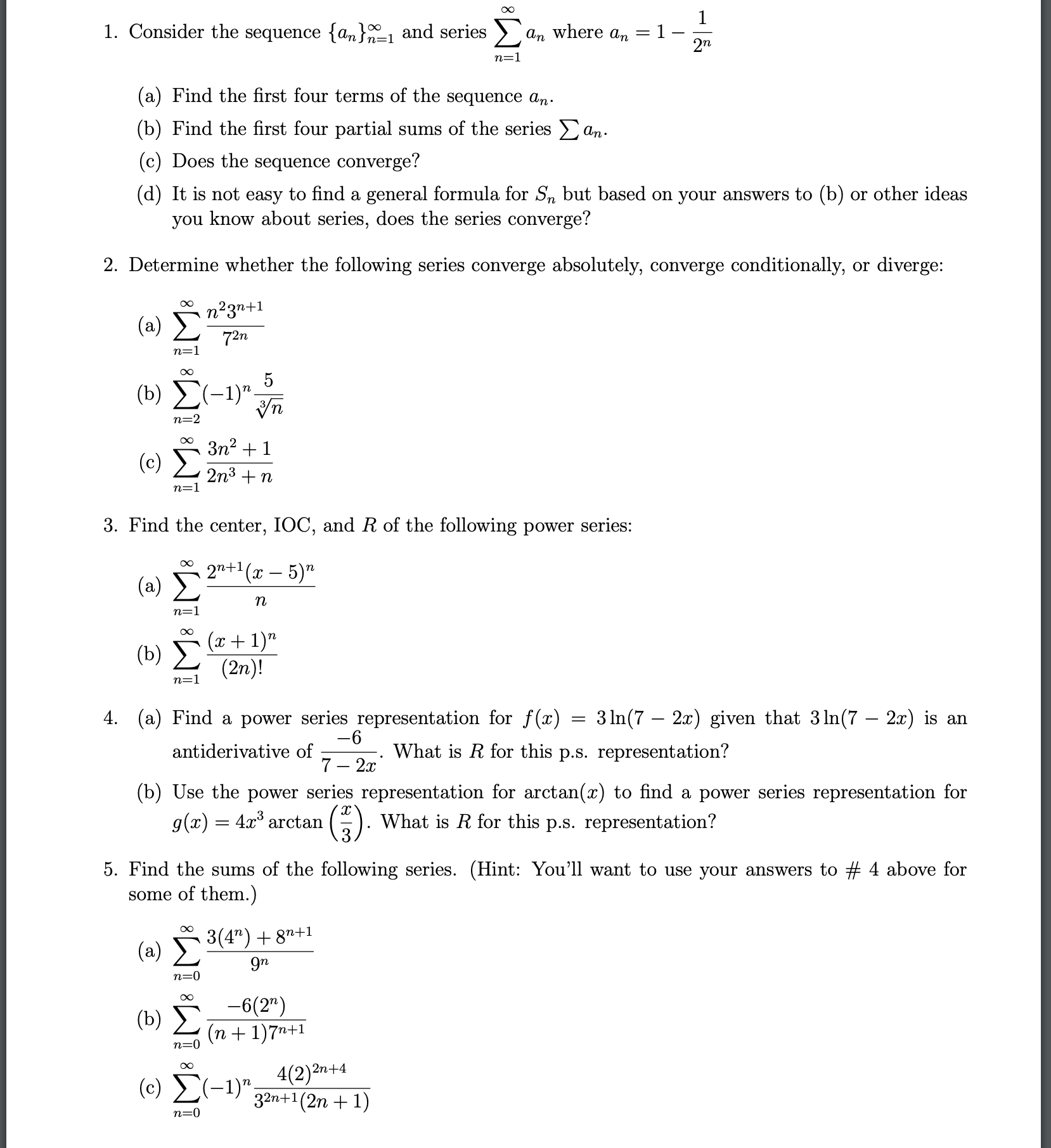 Hi I need problems [ 1-5, ] solved.Please write full steps in